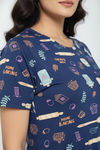 Zivame Farm Lore Knit Cotton Knee Length Nightdress - Set Sail — thumbnail 4